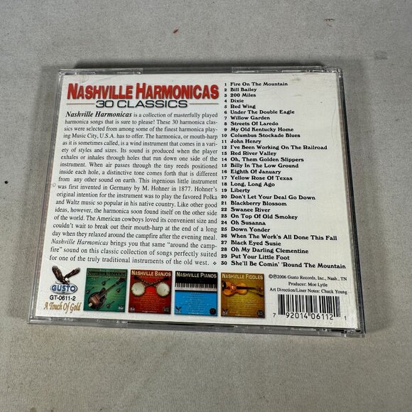 Nashville Harmonicas 30 Classics CD Gusto GT-0611-2 Fire On The Mountain Music - Picture 2 of 3